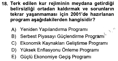 Türkiye Cumhuriyeti İktisat Tarihi 2018-2019 Yaz Okulu Sınavı - 18. soru