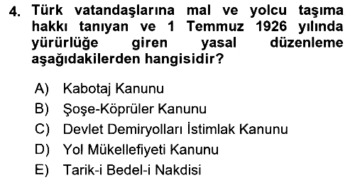 Türkiye Cumhuriyeti İktisat Tarihi 2021-2022 Yaz Okulu Sınavı - 4. soru