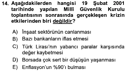 Türkiye Cumhuriyeti Siyasî Tarihi 2017-2018 3 Ders Sınavı - 14. soru