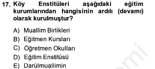 Türkiye Cumhuriyeti Siyasî Tarihi 2013-2014 Ara Sınav - 17. soru