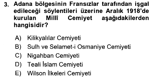 Türkiye Cumhuriyeti Siyasî Tarihi 2017-2018 Ara Sınav - 3. soru