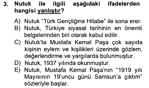Türkiye Cumhuriyeti Siyasî Tarihi 2012-2013 Dönem Sonu Sınavı - 3. soru