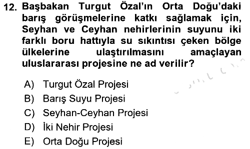 Türkiye Cumhuriyeti Siyasî Tarihi 2016-2017 Dönem Sonu Sınavı - 12. soru