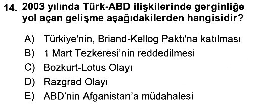 Türkiye Cumhuriyeti Siyasî Tarihi 2016-2017 Dönem Sonu Sınavı - 14. soru