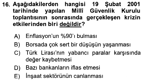 Türkiye Cumhuriyeti Siyasî Tarihi 2021-2022 Dönem Sonu Sınavı - 16. soru