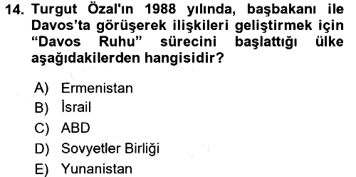 Türkiye Cumhuriyeti Siyasî Tarihi 2015-2016 Tek Ders Sınavı - 14. soru