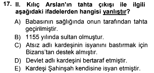 Türkiye Selçuklu Tarihi 2012-2013 Ara Sınav - 17. soru