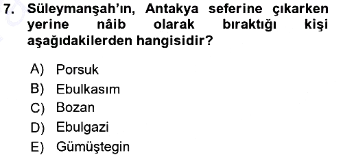 Türkiye Selçuklu Tarihi 2015-2016 Ara Sınav - 7. soru