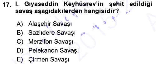 Türkiye Selçuklu Tarihi 2015-2016 Ara Sınav - 17. soru