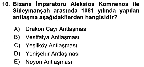 Türkiye Selçuklu Tarihi 2019-2020 Ara Sınav - 10. soru