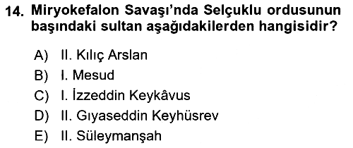 Türkiye Selçuklu Tarihi 2023-2024 Ara Sınav - 14. soru