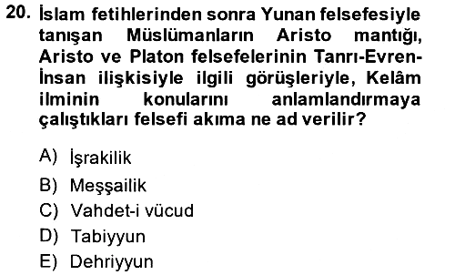 Türkiye Selçuklu Tarihi 2013-2014 Dönem Sonu Sınavı - 20. soru