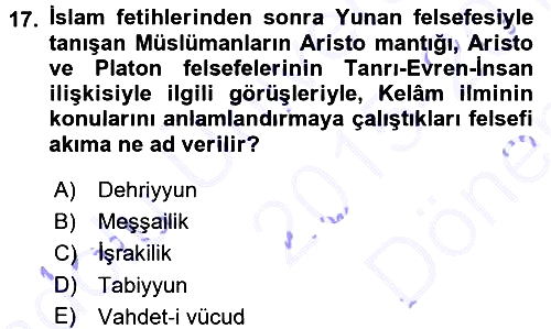 Türkiye Selçuklu Tarihi 2015-2016 Dönem Sonu Sınavı - 17. soru
