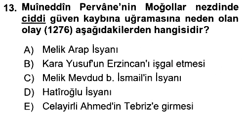 Türkiye Selçuklu Tarihi 2022-2023 Dönem Sonu Sınavı - 13. soru