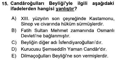 Türkiye Selçuklu Tarihi 2022-2023 Dönem Sonu Sınavı - 15. soru
