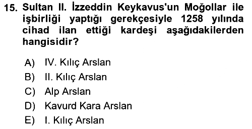 Türkiye Selçuklu Tarihi 2023-2024 Dönem Sonu Sınavı - 15. soru