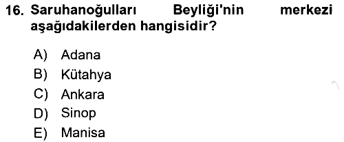 Türkiye Selçuklu Tarihi 2020-2021 Yaz Okulu Sınavı - 16. soru