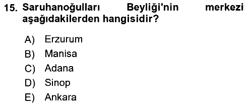 Türkiye Selçuklu Tarihi 2021-2022 Yaz Okulu Sınavı - 15. soru