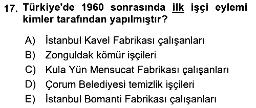 Türkiye´de Demokrasi Ve Parlamento 2018-2019 3 Ders Sınavı - 17. soru