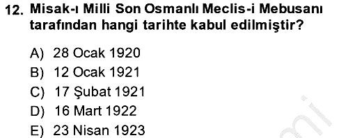 Türkiye´de Demokrasi Ve Parlamento 2013-2014 Ara Sınav - 12. soru
