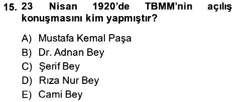 Türkiye´de Demokrasi Ve Parlamento 2013-2014 Ara Sınav - 15. soru