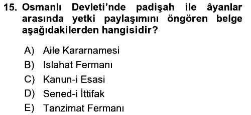Türkiye´de Demokrasi Ve Parlamento 2023-2024 Ara Sınav - 15. soru
