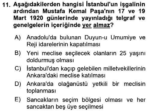 Türkiye´de Demokrasi Ve Parlamento 2024-2025 Ara Sınav - 11. soru