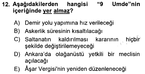 Türkiye´de Demokrasi Ve Parlamento 2024-2025 Ara Sınav - 12. soru