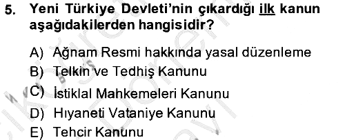 Türkiye´de Demokrasi Ve Parlamento 2013-2014 Dönem Sonu Sınavı - 5. soru