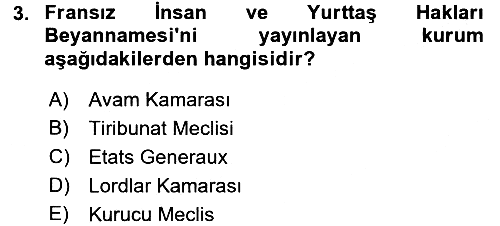 Türkiye´de Demokrasi Ve Parlamento 2016-2017 Dönem Sonu Sınavı - 3. soru