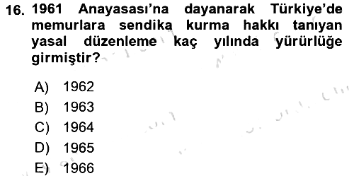 Türkiye´de Demokrasi Ve Parlamento 2016-2017 Dönem Sonu Sınavı - 16. soru