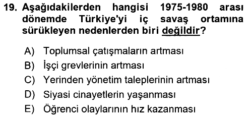 Türkiye´de Demokrasi Ve Parlamento 2021-2022 Dönem Sonu Sınavı - 19. soru