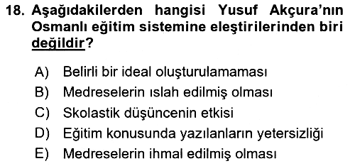 XIX. Yüzyıl Türk Dünyası 2023-2024 Ara Sınav - 18. soru