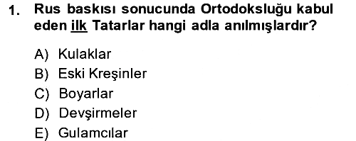 XIX. Yüzyıl Türk Dünyası 2013-2014 Dönem Sonu Sınavı - 1. soru