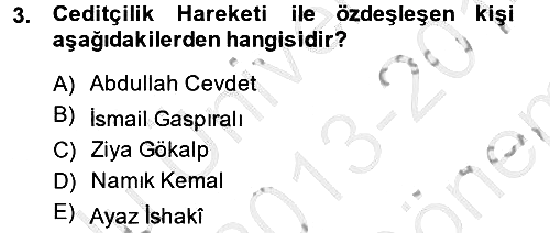 XIX. Yüzyıl Türk Dünyası 2013-2014 Dönem Sonu Sınavı - 3. soru