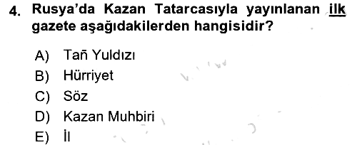 XIX. Yüzyıl Türk Dünyası 2016-2017 Dönem Sonu Sınavı - 4. soru