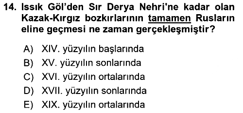 XIX. Yüzyıl Türk Dünyası 2025-2026 Dönem Sonu Sınavı - 14. soru