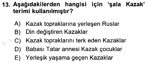 XIX. Yüzyıl Türk Dünyası 2021-2022 Yaz Okulu Sınavı - 13. soru