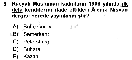 XIX. Yüzyıl Türk Dünyası 2024-2025 Yaz Okulu Sınavı - 3. soru