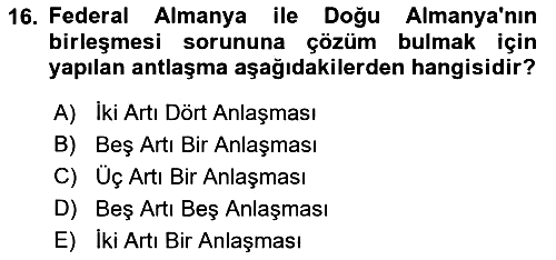Yakınçağ Avrupa Tarihi 2017-2018 3 Ders Sınavı - 16. soru