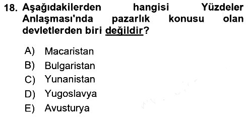 Yakınçağ Avrupa Tarihi 2017-2018 3 Ders Sınavı - 18. soru