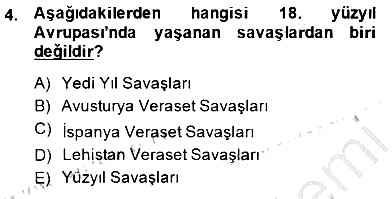 Yakınçağ Avrupa Tarihi 2014-2015 Ara Sınav - 4. soru