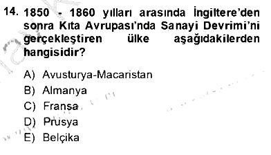 Yakınçağ Avrupa Tarihi 2014-2015 Ara Sınav - 14. soru