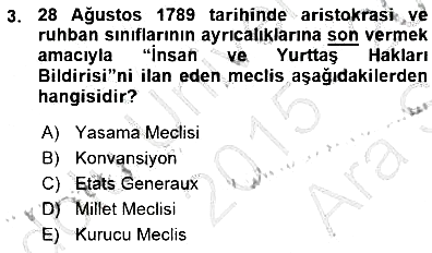 Yakınçağ Avrupa Tarihi 2015-2016 Ara Sınav - 3. soru