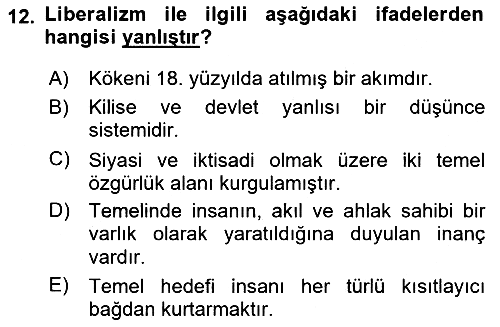 Yakınçağ Avrupa Tarihi 2017-2018 Ara Sınav - 12. soru