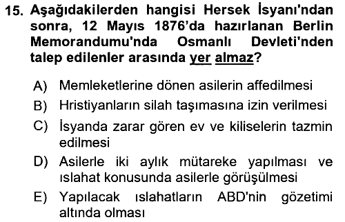 Yakınçağ Avrupa Tarihi 2017-2018 Ara Sınav - 15. soru