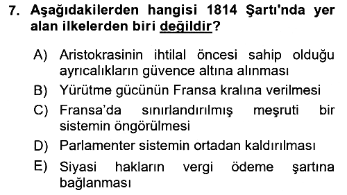 Yakınçağ Avrupa Tarihi 2018-2019 Ara Sınav - 7. soru