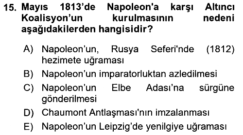 Yakınçağ Avrupa Tarihi 2018-2019 Ara Sınav - 15. soru