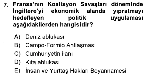 Yakınçağ Avrupa Tarihi 2019-2020 Ara Sınav - 7. soru