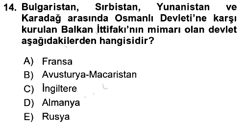 Yakınçağ Avrupa Tarihi 2019-2020 Ara Sınav - 14. soru